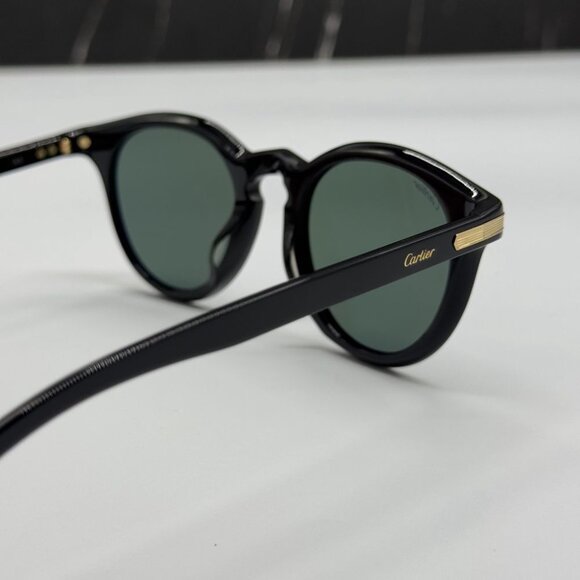 NEW CARTIER SUNGLASSES, ROUND BLACK GREEN EYEWEAR CARTIER CT0010S 004 - Picture 9 of 12